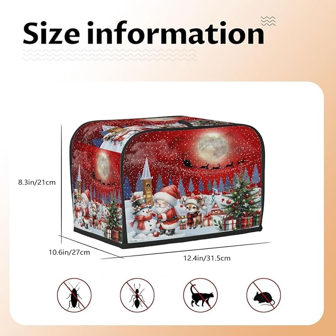 Christmas Santa Claus Xmas Decor Toaster Cover 4 Slice Dust and Fingerprint Protection Toaster Bread Maker Covers Washable Kitchen Small Appliance Covers for Kitchen Accessories Decor Bakeware Gift