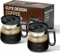 2pcs Coffee Pot Mug with Lid,16Oz Mini Glass Coffee Pot Coffee Mug Set with Spill Proof Lid & Heat Proof, Novelty Coffee Pot Cup for Coffee Lovers Gifts (2PCS)