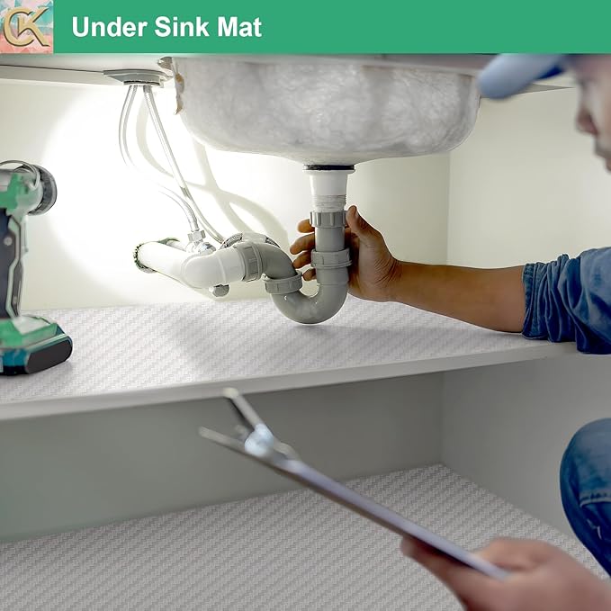 Self-Adhesive Shelf Liner Kitchen Liner, Waterproof Backed Paper Easy Peel and Stick Contact Liner Without Residue for Decor Your Desk Surface, Kitchen Countertops (White, 17.5 x 393.7 inches)
