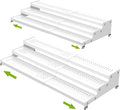 Jojocross Spice Rack Organizer for Cabinet, 3 Tier Expandable Shelf, Great for Kitchen Cabinets, Cupboard,Pantry and More,Metal Plate with Hole (2 Packs/White,9.45" D x 12.8"~24“L x 3.56" H)