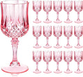 Ciaell 24PCS Pink Plastic Wine Glasses - 7 Oz Plastic Goblets for Party - Pink Vintage Drinking Glasses - Disposable Water Goblets Set for Wedding, Bar, Wine, Cocktail, Whiskey