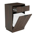 13 Gallon Tilt Out Trash Can Cabinet with Storage, Wooden Farmhouse Trash Can Kitchen Hideaway, Sturdy Freestanding Single Trash Cabinet, Pet-Proof Hidden Garbage Can Cabinet for Kitchen, (Walnut)