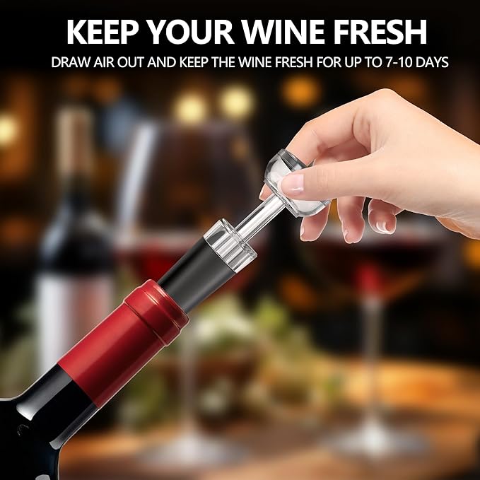 Electric Wine Opener, Rechargeable Automatic Wine Bottle Opener with Foil Cutter, Wine Stopper, LED Light, Type-C Charging Wine Corkscrew for Home Party Wedding, Stainless Steel