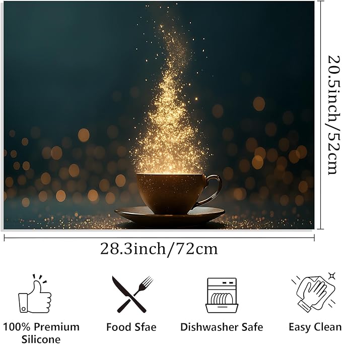 Stove Top Covers for Electric Stove, Heat-Resistant Glass Stove Top Cover Protector, Induction Cooktop Protector Mat for Kitchen 28.3 x 20.5 inches (Coffee Cup)