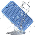 ZLR Silicone Sponge Holder & Sink Caddy Tray (6" x 12") - Narrow Dish Drying Mat for Kitchen Counter - Waterproof Soap Dispenser Organizer, Non-Slip Bathroom Vanity Tray (Lichen Blue)