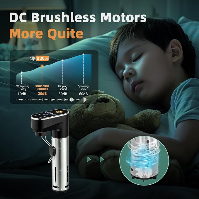 Sous Vide Cooker,1300 Watts, Immersion Circulators, Sous Vide Precision Cooker,Temperature and Time Digital Display Control, Ultra-Quiet,Fast-Heating,Easy to store,IPX7 Waterproof