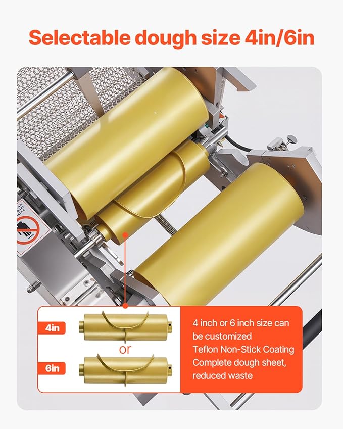 VEVOR Electric Tortilla Maker, Automatic Corn Tortilla Making Machine with Non-Stick Coating and Two Molds(4 in + 6 in), Electric Chapatti Machine Suitable for Produce Sopes Pita Tortilla Pizza