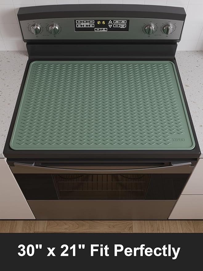 XiFEO Stove Top Covers for Electric Stove, Food Grade Heavy Duty Silicone Glass Stove Top Cover Protector, Induction Cooktop Protector, Heat Resistant Range Ceramic Stove Top Covers Mat, Oven Cover