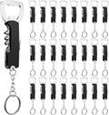 Ziliny 24 Pcs Bottle Opener Keychain Bulk Wine Bottle Beer Opener Keychain 3.27" Stainless Steel Corkscrew Waiter Corkscrew Wine Keyring Gifts for Christmas Bar Party Wedding Home (Black)