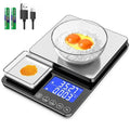 KKZ 0.001oz/33lb Kitchen Scale, Dual Platform Food Scale Grams and Ounces Rechargeable for Weight Loss Baking Cooking Meal Prep Sourdough Bread, Stainless Steel