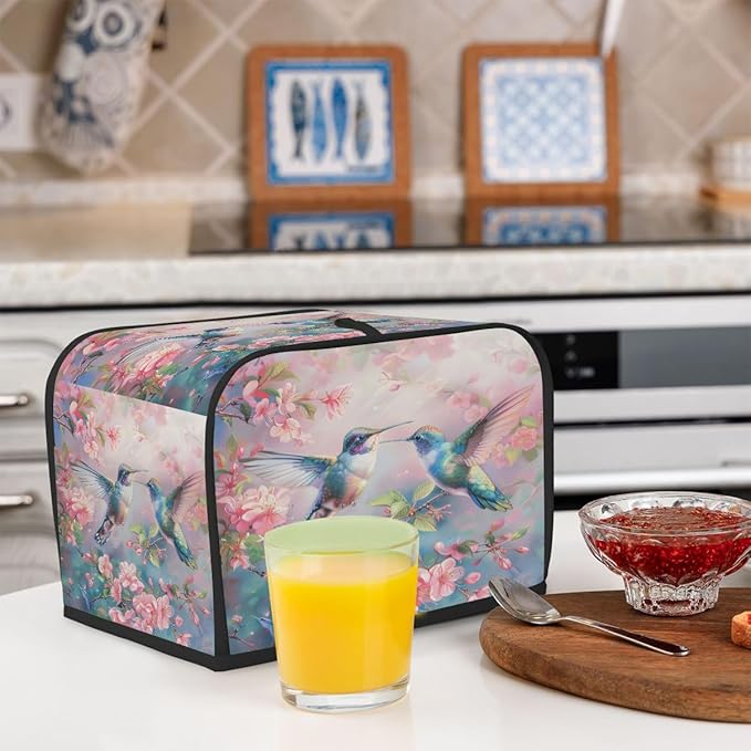 Spring Animals Bird Flower Toaster Cover 4 Slice Dust and Fingerprint Protection Toaster Bread Maker Covers Washable Kitchen Small Appliance Covers for Kitchen Accessories Decor Bakeware Women Gift