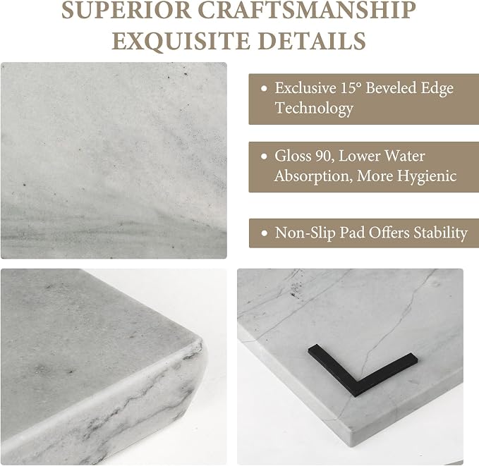 Koville Brazilian Natural Quartzite Cutting Board for Kitchen, 16x20inch Extra Large Hand Crafted Stone Slab for Cheese, Charcuterie, Pastry Board - Wedding Gift, House Warming Gift