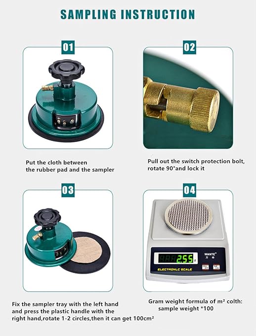 NEWTRY 100g/0.001g Electronic Fabric GSM Scale Digital Textile Weight Balance with a 0-2mm Disc Sampler Cloth Cutter for Textile Paper Non-Woven Fabrics (110V Scale+ Sampler)