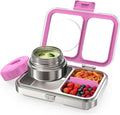 HOMEKOL Stainless Steel Bento Lunch Box + 9.5oz Insulated Food Jar, Purple | 2-Compartment Leak-Proof Container for Kids & Adults, BPA/BPS-Free, 18/8 Metal, Dishwasher Safe, Clear Tritan Lid