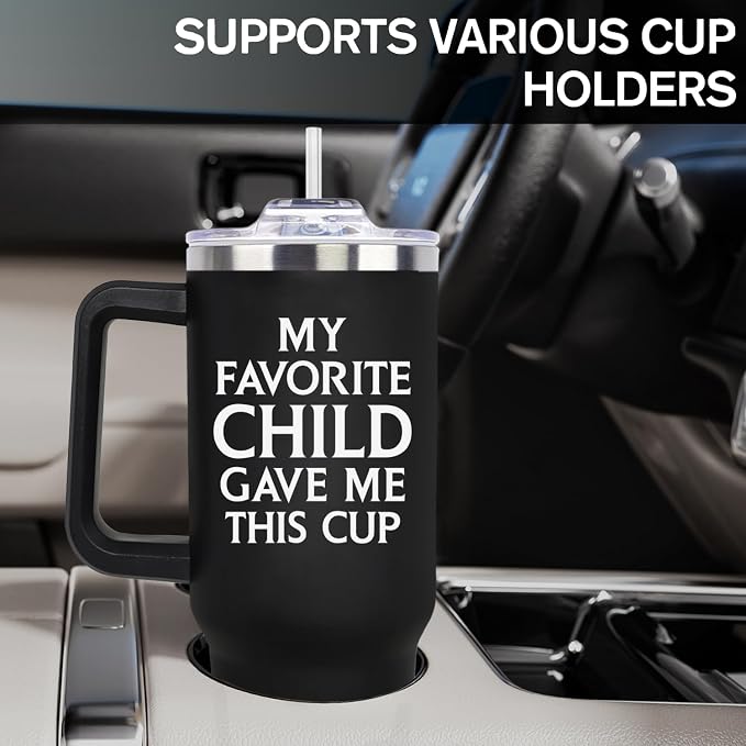 LHSCVUFASC Birthday Gifts for Dad from Daughter, Son, Kids - Father's Day Christmas Gift for Him, New Papa Daddy Stepdad Father Husband Gift- 40oz Stainless Steel Tumbler with Lid and Straw