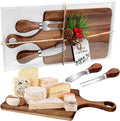 1 Set Christmas Gifts Bridal Shower Favor Acacia Wooden Square Cheese Board Gift Set With Knives, Mini Cutting Board Bulk Set, Tags and Boxes for Party Birthday