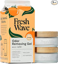 Fresh Wave Odor Removing Gel Eco-Refill, 63 oz. Orange Scent | 2 Empty Refillable Glass Jars | 2 Room Set