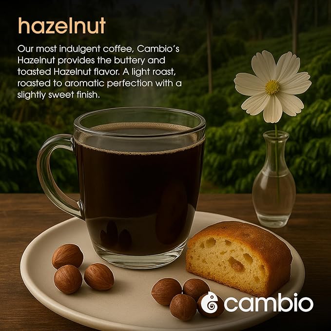 Cambio Roasters Hazelnut Light Roast Organic Coffee Pods - The Only Organic Recyclable Aluminum Coffee Pods, Small Batch Roasted, Keurig® Compatible, Nutty Flavor & Longer Lasting Freshness, 10 Count