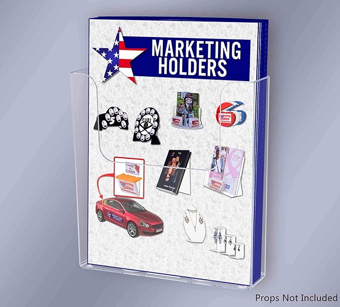 Marketing Holders Suction Cup Brochure Holder Booklet Display Holds 6 Inch Wide Printed Papers Window or Glass Wall Mount Literature Graphic Materials Caddy