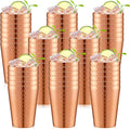 Tanlade 48 Pcs Aluminum Cups Bulk, 14 oz Copper Color Water Tumblers, Metal Cups for Drinking, Hammered Surfaces Mirror Finish Stackable Cold Glasses for Red or White Wine Iced Coffee (Gold)