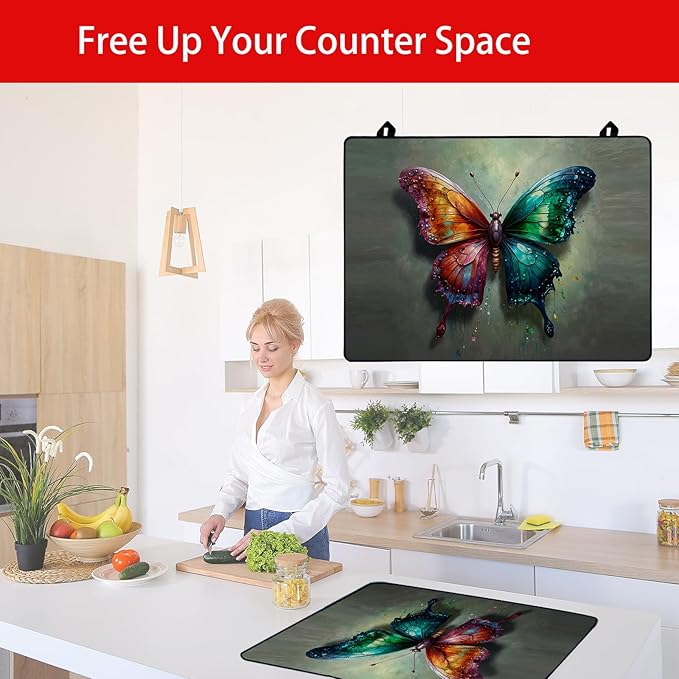 Stove Cover Stove Covers For Electric Stoves Foldable Multipurposeglass Top Protector Thick Natural Rubber Anti-Slip Coating Expands Usable Space (27.9inx20in) (butterfly33)