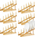 Suclain 6 Pcs Wooden Bamboo Dish Drying Rack Kitchen Cabinet Organizer for Cabinet Cutting Board Display Stand for Dish Plate Bowl Water Bottles Cup Pot Lid Cutting Board