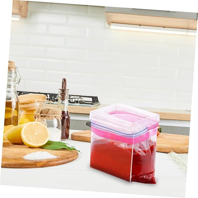 LIFKOME Space-saving Food Storage Bag Holder Stand Acrylic Prep Bag Rack Zipper for Easy Filling and Pouring