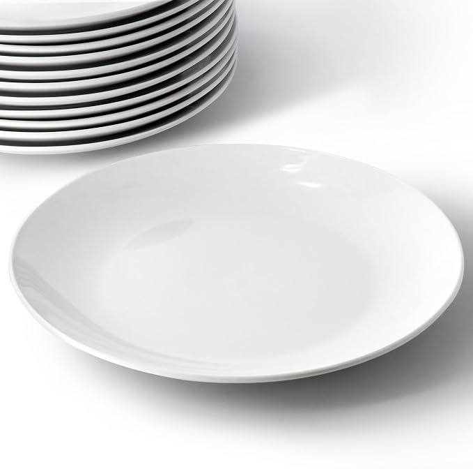 Elama Professional Kitchen 12 Piece Porcelain Dinnerware/Tableware Set (Round Salad/Dessert Plate White)
