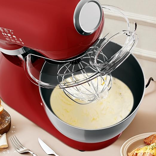 Electactic Stand Mixer With 12 Speed,5.3 Quart Electric Mixer With Tilt Head, Kitchen Mixer for Daily Use with Egg Whisk,Dough Hook,Flat Beater, RED