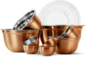 COOK WITH COLOR 18 Piece Mixing Bowls Set with Airtight Lids, Stainless Steel Bowl Organizers, Food Storage Containers, Meal Prep, Nesting Salad Bowls For Cooking, Baking, Kitchen Use, Copper