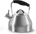 Stovetop Whistling Tea Kettle 2.4 QT / 2.3L, Stainless Steel Water Kettle for Induction, Gas & Electric Stoves, Fast Boiling Tea Kettle with Loud Whistle, Cool Touch Handle, Wide Lid, Satin, Silver