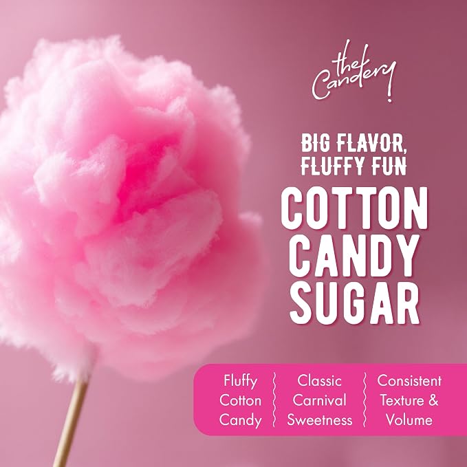 The Candery Cotton Candy Floss Sugar 32oz (2-Pack) Includes 100 Premium Cones | Raspberry Blue and Strawberry | Plastic, Reusable Jars | Easy Pour Spout or Scoop | Includes Scooper | 2 LBS Jars