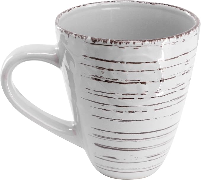 Elama Malibu Calcite 16-Piece Stoneware Embossed Pattern Reactive Glaze Light Gray Dinnerware Set, Tableware, Serveware Set (Calcite Gray)