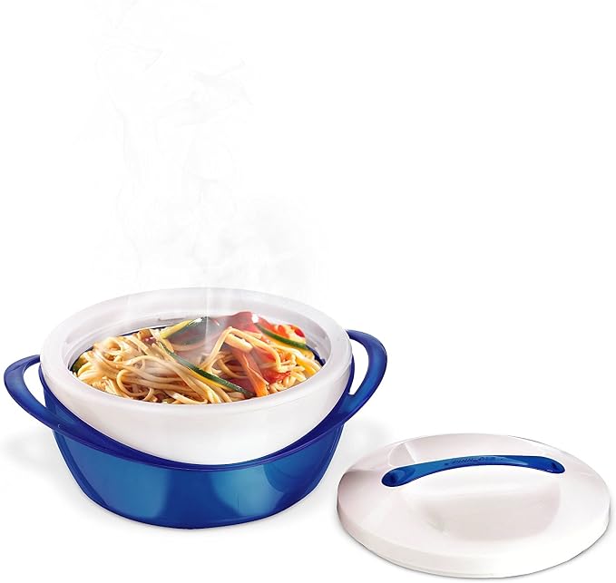 Pinnacle Large Insulated Casserole Dish with Lid 2.6 qt. Elegant Hot Pot Food Warmer/Cooler -Thermal Soup/Salad Serving Bowl Stainless Steel Hot Food Container – Best Gift Set for Moms –Holidays Blue