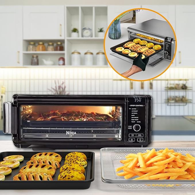 Air Fryer Basket and Baking Pan Replacement for Ninja Foodi SP101 Air Fry Oven, Stainless Steel Crisper Basket and Non-stick Baking Tray for Ninja Digital Air Fry Countertop Oven SP100 SP201