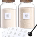 2 Pack Large Glass Storage Jars with Airtight Bamboo Lids, 95 FL OZ/2800 ml, Perfect for Kitchen Counter & Pantry Storage – Ideal for Flour, Sugar, Coffee, Rice, Nuts and More，