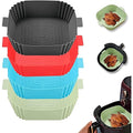 Silicone Air Fryer Liners, 4Pcs Air Fryer Silicone Reusable Liners Square,Food Safe Air Fryers Oven Accessories, Replacement Of Flammable Parchment Liner Paper, Silicone Baking Tray Pots