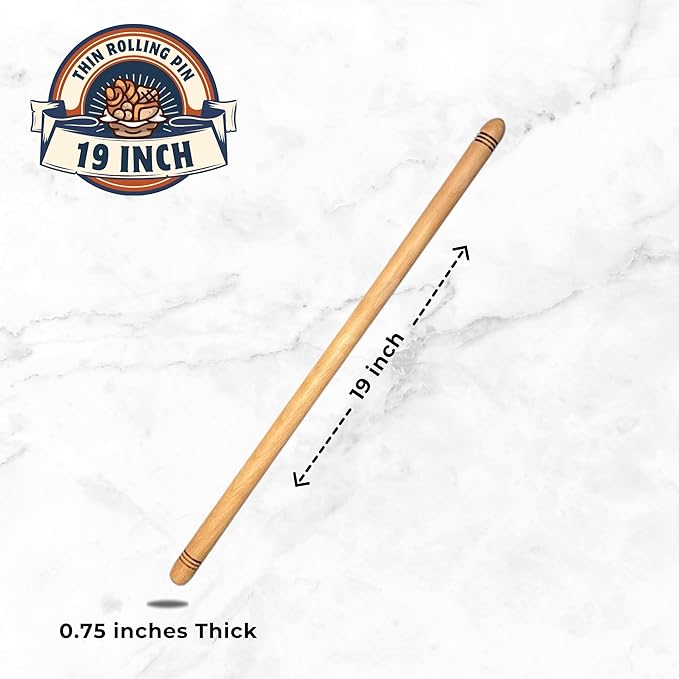 19 Inch (50 cm) Oklava Extra Long Rolling Pin for Baking, Mattarello Rolling Pin for Manti Ravioli Pasta Turkish Baklava dough Tortilla, Handmade Wooden