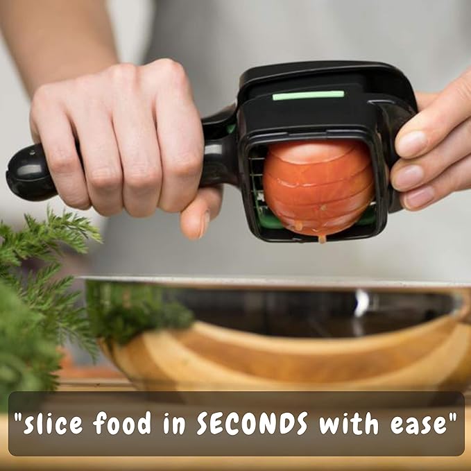 Nutrichopper Fresh-Keeping Container Vegetable Chopper Onion Egg Slicer - Slices Cubes Wedges Multi-purpose Food Stainless Steel Blades Veggie As Seen On TV Set of 2