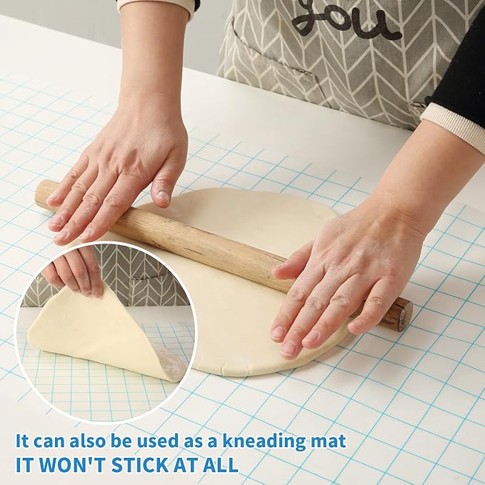 Silicone Baking Mat Roll 16IN*5FT Free Cutting, Non-Slip Pastry Mat, Non-Stick Reusable Air Fryer Liner, Oven Liners, Counter Mat, Freeze Dryer Mat, Easily Cut to Size Fit All Ovens Pans Tins Dishes