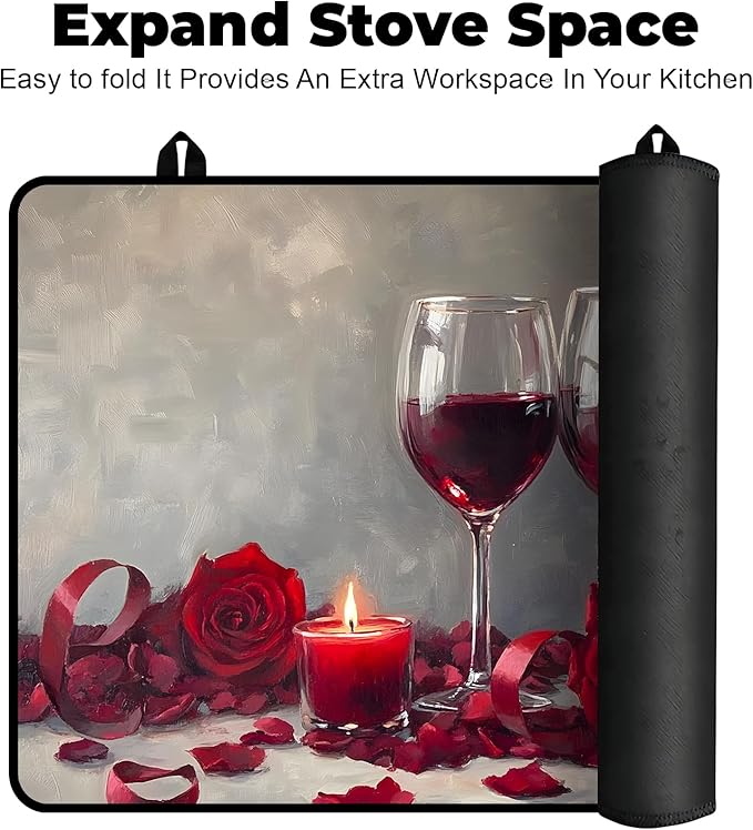 Heat-Resistant Glass Stove Top Cover with Anti-Slip Rubber Coating – 28.5x20.5 Inch Electric Stove Protector, Scratch-Resistant, Expands Counter Space, Stylish Kitchen Decor