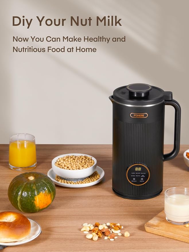 FOHERE 35oz Nut Milk Maker Machine - Automatic Plant-Based Milk Maker for Homemade Almond, Oat, Soy & Vegan Milk | 8-in-1 Dairy-Free Beverage Maker with 12H Smart Timer & Self-Cleaning