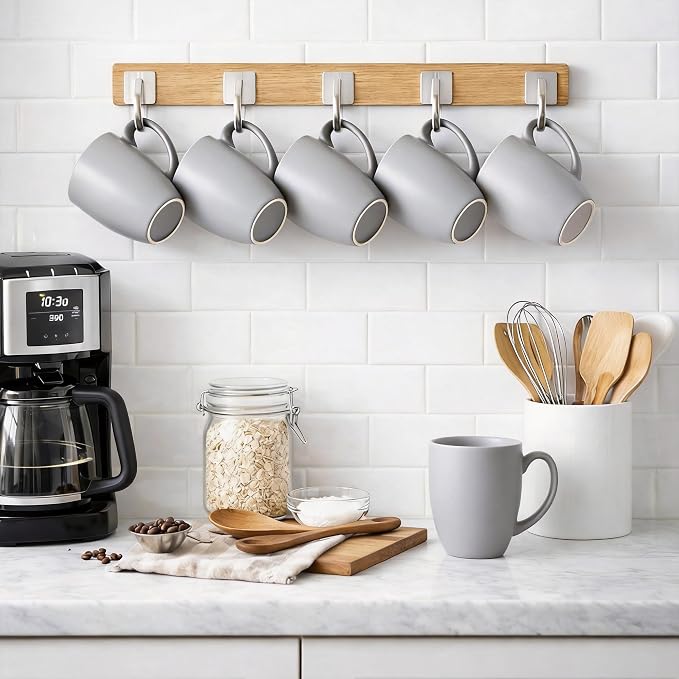 AmorArc 12 oz Coffee Mugs Set of 6, Ceramic coffee mugs with large handle for Men Women, Coffee Mugs for Coffee,Tea,Latte,Cocoa. Easy to Hold&Clean, Dishwasher&Microwave Safe, Matte Grey