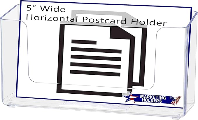Marketing Holders 6 Pack 5" W Brochure Holder Countertop Menu Display Stand Postcard or Booklet Bin Clear Acrylic Literature Printed Material Organizer Take One Horizontal for Libraries and Schools