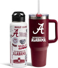 The Memory Company Officially Licensed NCAA 2-Pack Stainless Steel Tumbler Set, 34oz Team Spirit Water Bottle & 40oz Game Day Tumbler with Lid and Straw, BPA-Free Materials, Convenient Straw Design