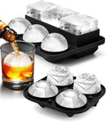 Ice Cube Tray with Lid, Silicone Ice Molds with Round, Square, Diamond, Rose, Large Ice Cube Mold for Whiskey, Bourbon, Cocktails, Easy Release BPA Free, Set of 2