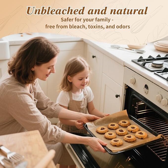 300 Pcs Parchment Paper Sheets, 12x17 Inches Unbleached Baking Paper, Non Stick for Gently Baking, Pre-Cut Half Sheet Parchment Paper for Oven, Air Fryer Liners, Microwave