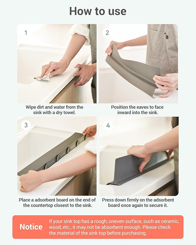 DEARCUS Kitchen Sink Splash Guard 23 Inch – Soft Silicone Water Shield Keeps Clothes & Countertops Dry, Strong Suction Non-Slip, No More Wet Sleeves or Sore Arms – Dishwasher Safe (Deep Green)