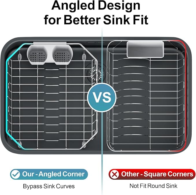 GSlife Small in Sink Dish Drying Rack - Stainless Steel Compact Dish Drainer for RV Kitchen Apartment Sink, Rust Resistant Inside Sink Rack, 1–2 Person Households, 11.6" W x 13.4" L, Silver