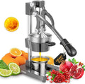 FOHERE Orange Juicer Squeezer, Cast Iron Lemon Squeezer, Commercial Citrus Juicer Hand Press for Orange, Lemon, Pomegranate, Easy to Clean Citrus Squeezer with a Stainless Steel Cup, Grey